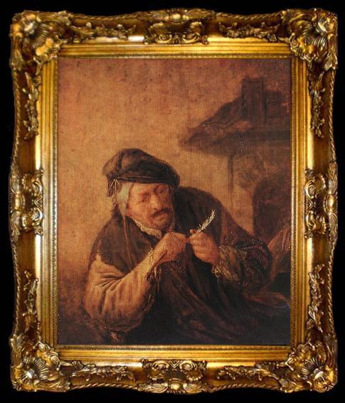 framed  OSTADE, Adriaen Jansz. van Cutting the Feather ag, ta009-2