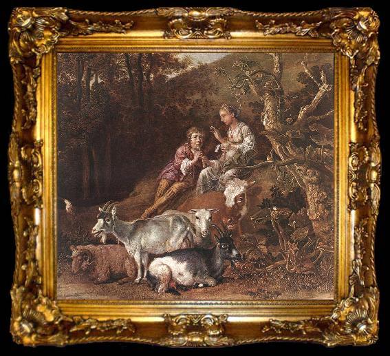 framed  POTTER, Paulus Landscape with Shepherdess Shepherd Playing Flute (detail) ad, ta009-2