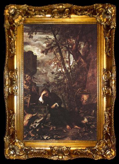 framed  ROSA, Salvator Democritus in Meditation af, ta009-2