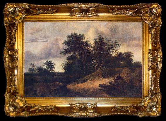 framed  RUISDAEL, Jacob Isaackszon van Landscape with a House in the Grove at, ta009-2
