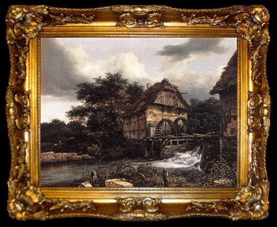 framed  RUISDAEL, Jacob Isaackszon van Two Water Mills and an Open Sluice dfh, ta009-2