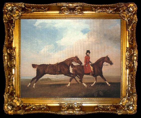 framed  STUBBS, George William Anderson with Two Saddle-horses er, ta009-2