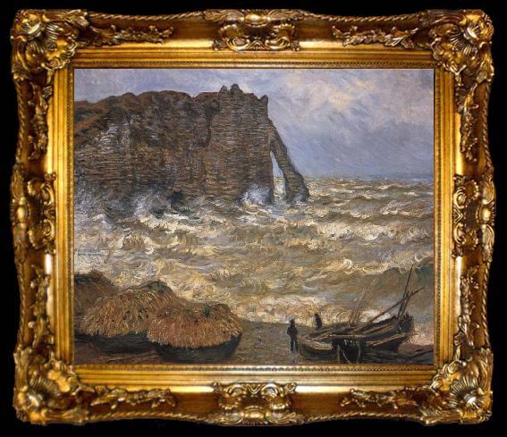 framed  Claude Monet The Cliff at Etretat after a Storm, ta009-2