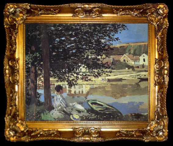 framed  Claude Monet Au Bord de l-Eau,Bennecourt, ta009-2