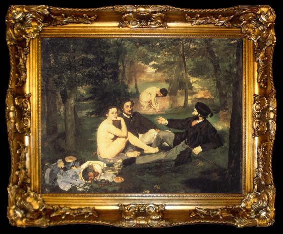 framed  Edouard Manet Fruhstuch in Grunen, ta009-2