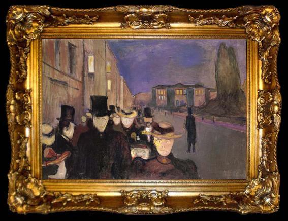 framed  Edvard Munch Evening on karl johan sireet, ta009-2