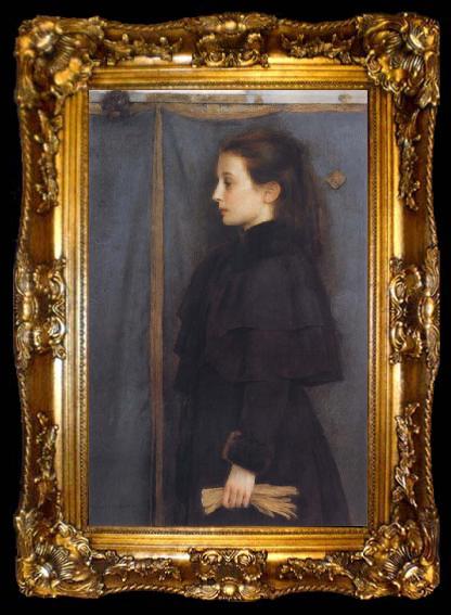 framed  Fernand Khnopff Portrait of Jeanne de Bauer, ta009-2