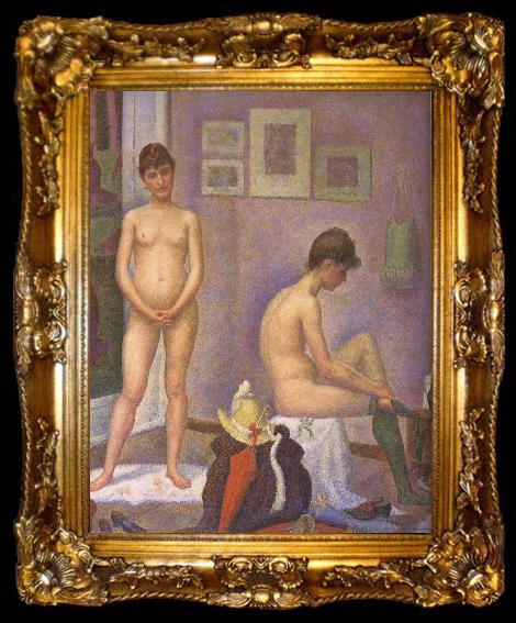 framed  Georges Seurat The Post of Woman, ta009-2