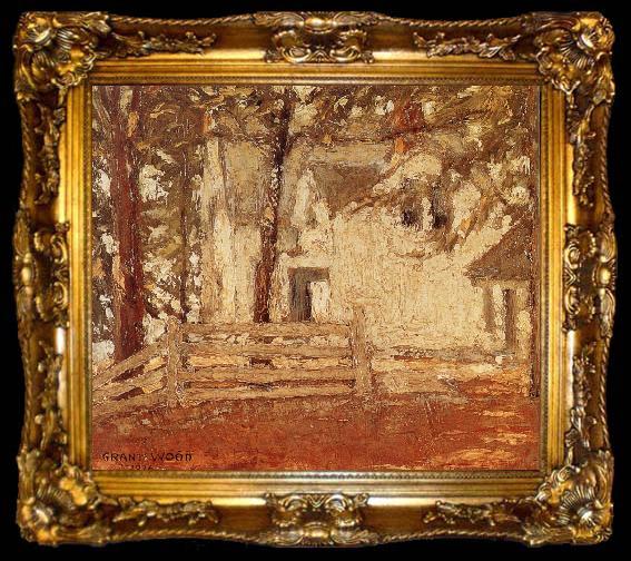 framed  Grant Wood Grandmother-s house inhabit a forest, ta009-2