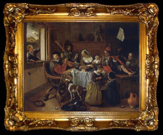 framed  Jan Steen The Merry family, ta009-2