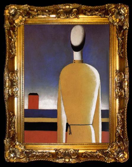 framed  Kasimir Malevich The Half-length wear a yellow shirt, ta009-2