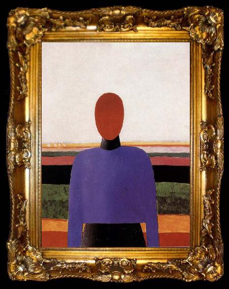 framed  Kasimir Malevich The Bust of girl  wear purple dress, ta009-2