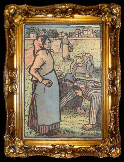 framed  Lucien Pissarro Weeders, ta009-2