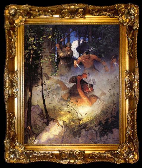 framed  NC Wyeth The Fight in the Forest, ta009-2