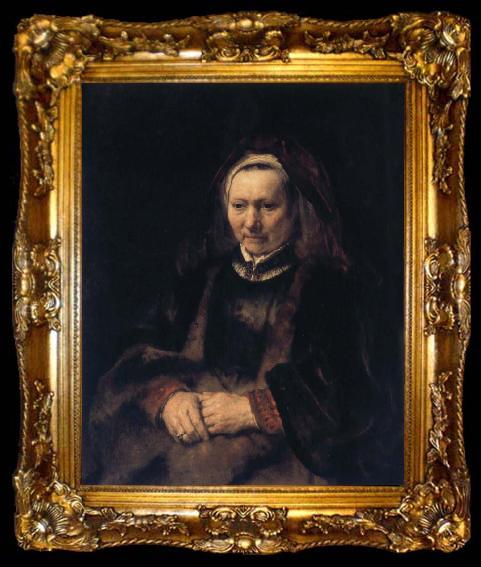 framed  REMBRANDT Harmenszoon van Rijn Portrait of an Elderly Woamn, ta009-2
