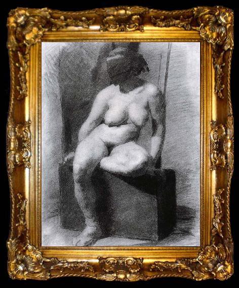 framed  Thomas Eakins The Veiled Nude-s sitting Position, ta009-2