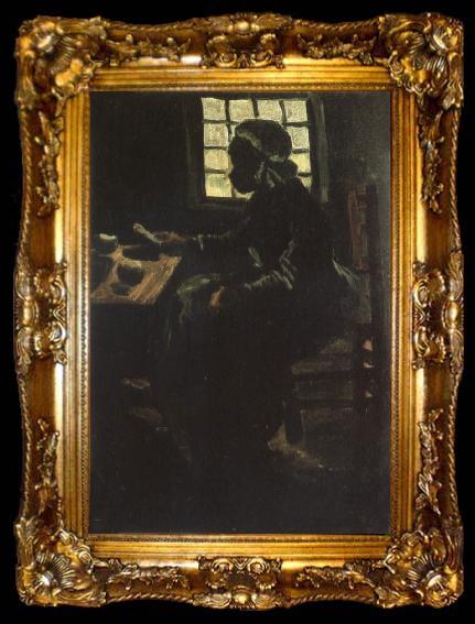framed  Vincent Van Gogh Peasant Woman Taking her Meal (nn04), ta009-2