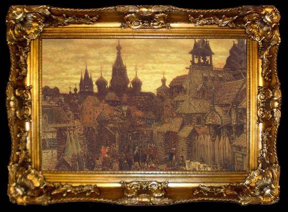 framed  unknow artist The Old Moscow a street in Kitai-Gorod in the 17th century, ta009-2