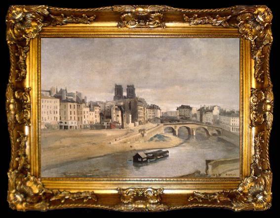 framed  Corot Camille The Seine and the Quai give orfevres, ta009-2