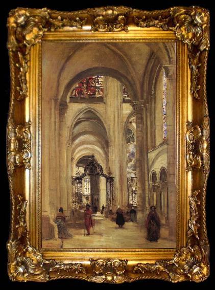 framed  Corot Camille Interior of the Cathedral of sens, ta009-2