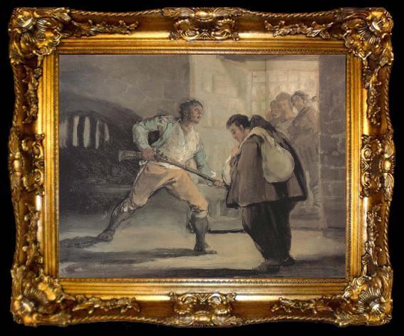 framed  Francisco Goya El Maragato points a gun on Friar Pedro, ta009-2