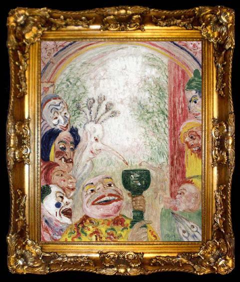 framed  James Ensor The Song of the Wine or Thirsty Masks, ta009-2