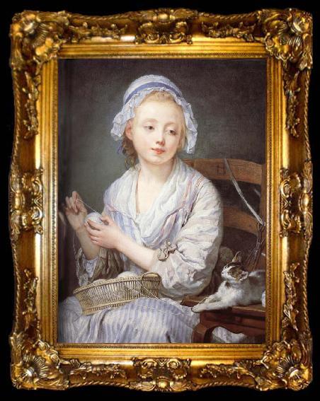 framed  Jean-Baptiste Greuze The wool Winder, ta009-2