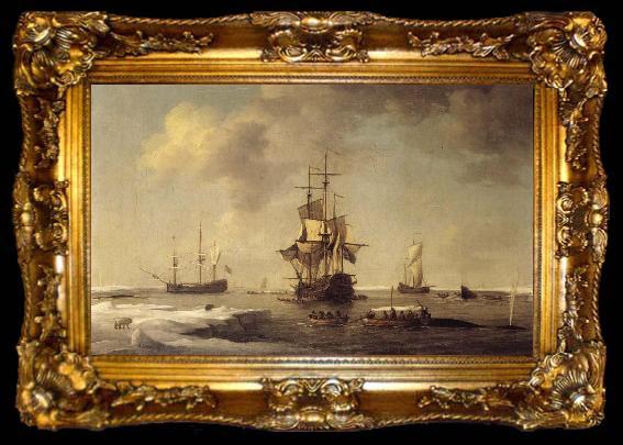 framed  unknow artist Greenland Fishery English Whalers in the Ice, ta009-2