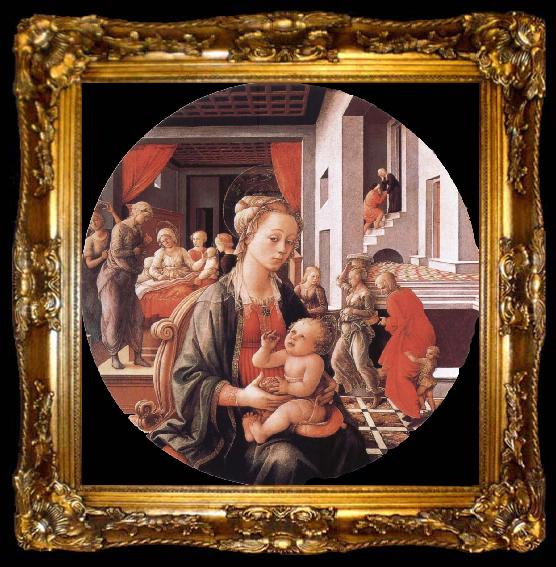 framed  Filippino Lippi Virgin with the Child and Scenes from the Life of St Anne, ta009-2
