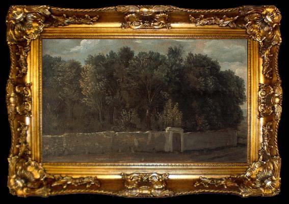 framed  Francois Desportes Study of a Park,Surrounded by Walls, ta009-2