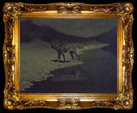 framed  Frederic Remington Moonlight,Wolf, ta009-2