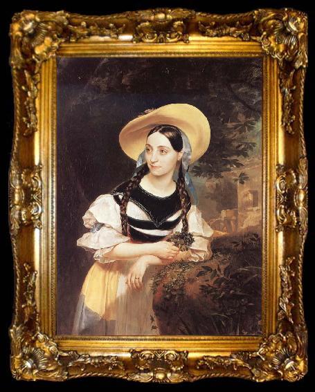 framed  Karl Briullov Portrait of Fanni Persiani-Tachnardi as Amina in bellini-s opera la sonnabula, ta009-2