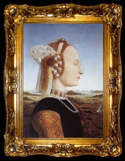 framed  Piero della Francesca Portrat of duke Frederico there Montefello, ta009-2