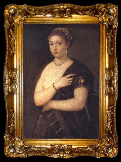 framed  Titian The Girl in the Fur, ta009-2