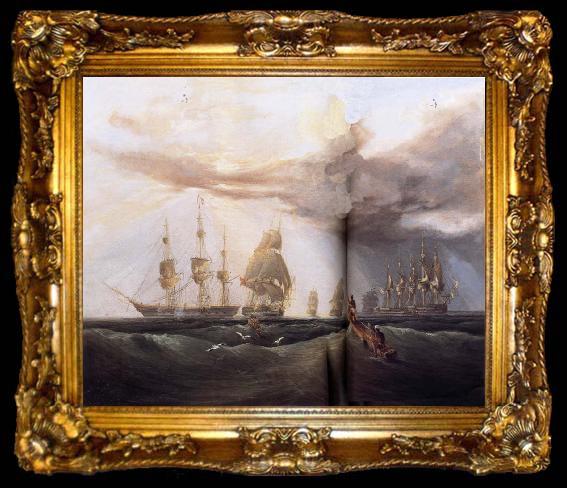framed  William Daniell East Indiamen on the Madras Roads,Bay of Bengal, ta009-2