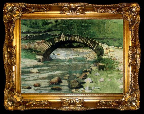 framed  William Stott of Oldham A Bridge, ta009-2