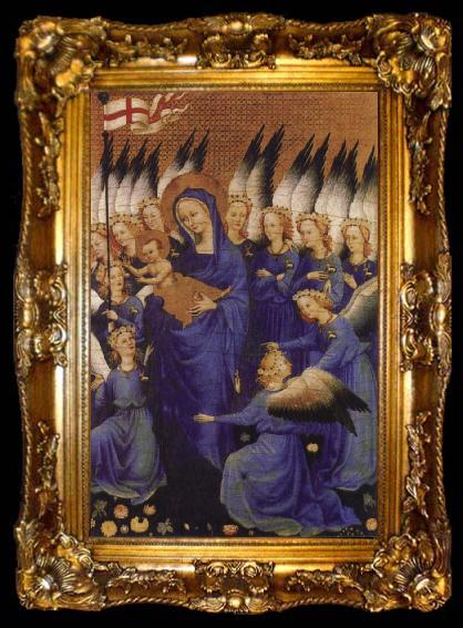 framed  unknow artist The Wilton Diptych,Richard ii presented to the Virgin and Child by his patron Saint John the Baptist and Saints Edward and Edmund, ta009-2