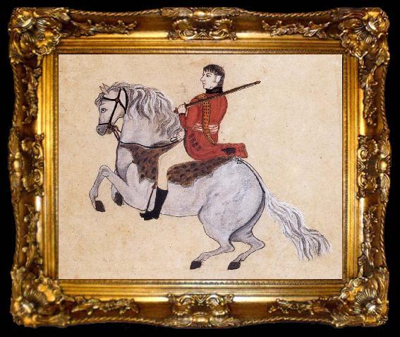 framed  unknow artist Colonel James Skinner on a Prancing Horse, ta009-2