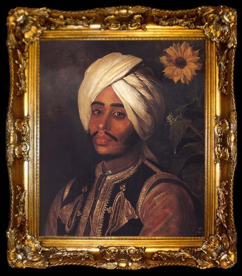 framed  unknow artist Portrait of a Young Man with Sunflower, ta009-2