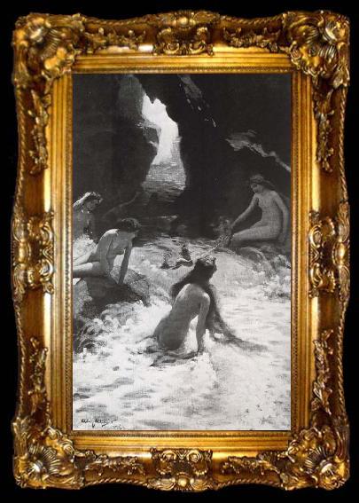 framed  Aby Altson Nymphs in grotto, ta009-2