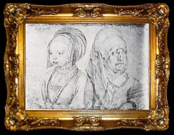 framed  Albrecht Durer Girl in Cologne Attire and Agnes Durer, ta009-2