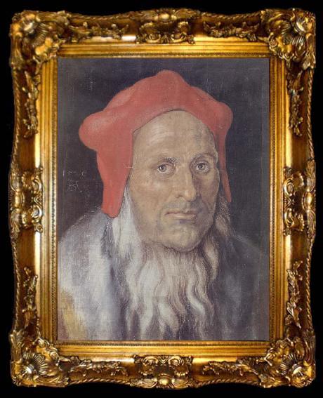 framed  Albrecht Durer Bearded Man in a Red cap, ta009-2