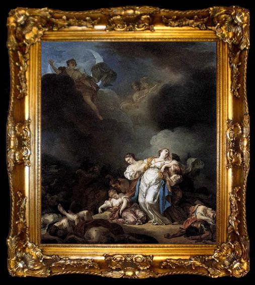 framed  Anicet-Charles-Gabriel Lemonnier Apollo and Diana Attacking Niobe and her Children, ta009-2