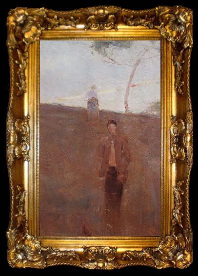 framed  Arthur streeton Figures on a hillside,twilight, ta009-2