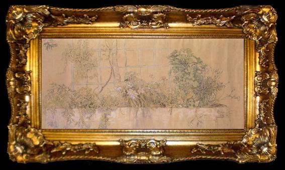 framed  Carl Larsson Flower Bed, ta009-2