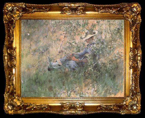 framed  Carl Larsson Girl Among the Hawthorn Blossoms, ta009-2