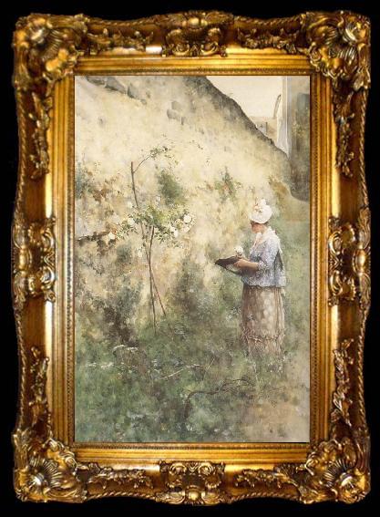 framed  Carl Larsson The Old Wall, ta009-2