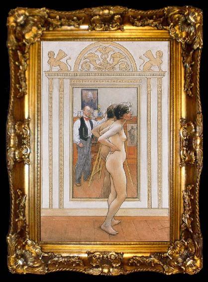 framed  Carl Larsson In front of the Mirror, ta009-2