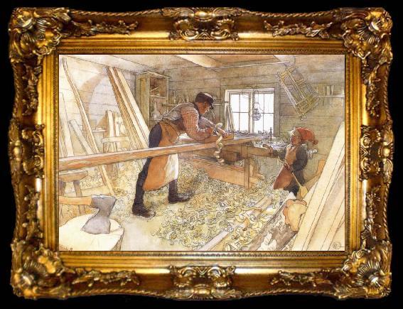 framed  Carl Larsson In the Carpenter Shop, ta009-2
