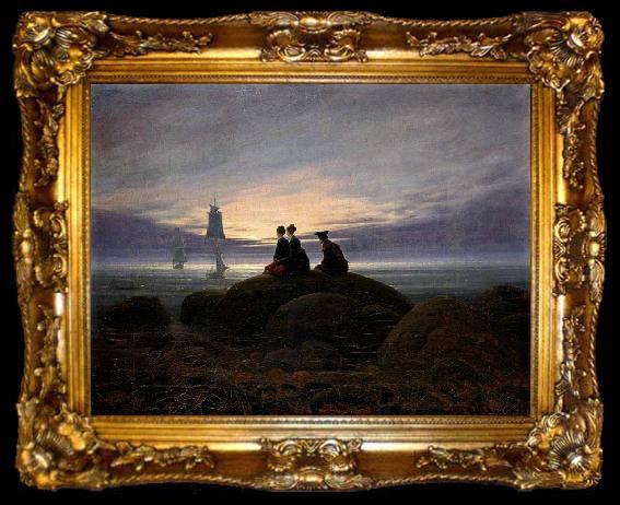 framed  Caspar David Friedrich Moonrise by the Sea, ta009-2
